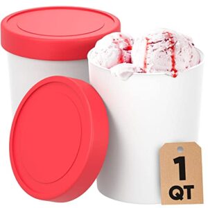 starpack ice cream containers for homemade ice cream (2 pcs) – reusable ice cream storage containers for freezer – leak-free ice cream containers with lids (silicone) – 1 liter per ice cream container