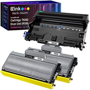 e-z ink (tm) compatible toner cartridge & drum unit replacement for brother tn360 tn330 dr360 dr-360 high yield compatible with dcp-7040 dcp-7030 mfc-7840w hl-2140 mfc-7340(2 toner, 1 drum unit)