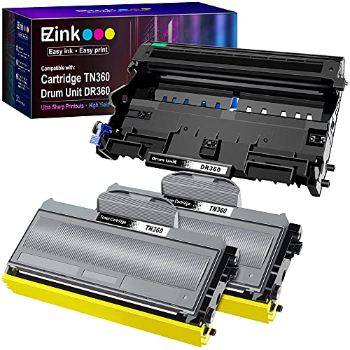 E-Z Ink (TM) Compatible Toner Cartridge & Drum Unit Replacement for Brother TN360 TN330 DR360 DR-360 High Yield Compatible with DCP-7040 DCP-7030 MFC-7840W HL-2140 MFC-7340(2 Toner, 1 Drum Unit)