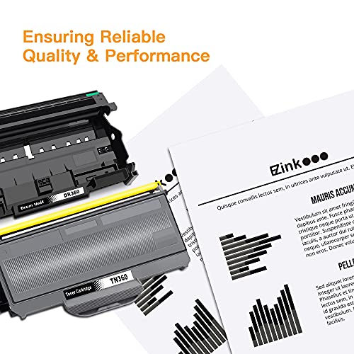 E-Z Ink (TM) Compatible Toner Cartridge & Drum Unit Replacement for Brother TN360 TN330 DR360 DR-360 High Yield Compatible with DCP-7040 DCP-7030 MFC-7840W HL-2140 MFC-7340(2 Toner, 1 Drum Unit)