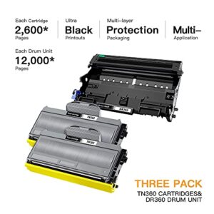 E-Z Ink (TM) Compatible Toner Cartridge & Drum Unit Replacement for Brother TN360 TN330 DR360 DR-360 High Yield Compatible with DCP-7040 DCP-7030 MFC-7840W HL-2140 MFC-7340(2 Toner, 1 Drum Unit)