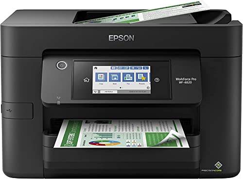 Epson Workforce Pro WF-4820 Wireless All-in-One Color Inkjet Printer, Print&Copy&Scan&Fax, Duplex Printing, 35-Page ADF, 25ppm, Mobile Print, 4.3" Color TS, Wi-Fi, Ethernet, Lanbertent Printer Cable