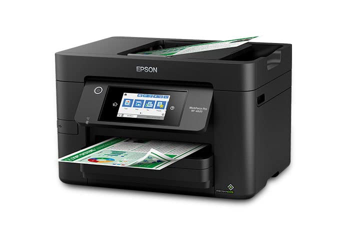 Epson Workforce Pro WF-4820 Wireless All-in-One Color Inkjet Printer, Print&Copy&Scan&Fax, Duplex Printing, 35-Page ADF, 25ppm, Mobile Print, 4.3" Color TS, Wi-Fi, Ethernet, Lanbertent Printer Cable