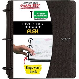 five star flex hybrid notebinder, 1 inch binder with tabs, notebook and 3-ring binder all-in-one, black (29328aa2)