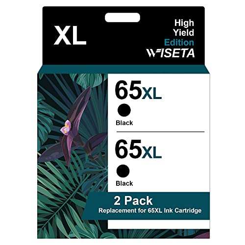 65XL Black High-yield Ink Cartridges (2-Black) Remanufactured Replacement for HP 65 XL Ink 65XL Black Ink for Envy 5058 5055 5034 5032 5030 5014 5012 DeskJet 3755 2655 2624 3758 3720 Printer | N9K04AN