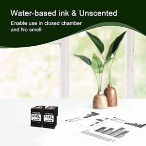 65XL Black High-yield Ink Cartridges (2-Black) Remanufactured Replacement for HP 65 XL Ink 65XL Black Ink for Envy 5058 5055 5034 5032 5030 5014 5012 DeskJet 3755 2655 2624 3758 3720 Printer | N9K04AN