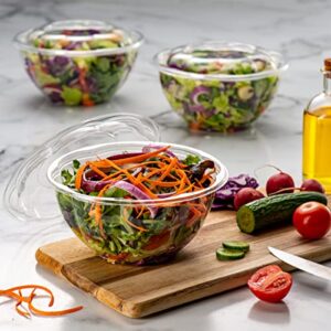 Comfy Package [50 Sets - 32 oz.] Clear Plastic Salad Bowls To Go With Airtight Lids