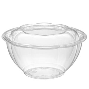 Comfy Package [50 Sets - 32 oz.] Clear Plastic Salad Bowls To Go With Airtight Lids