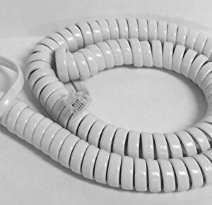 The VoIP Lounge Replacement 12 Foot White Handset Curly Cord for AT&T Phone (12 Feet Fully Stretched, 20-22 Inches Coiled - See Full Description Below)