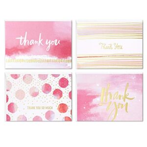 hallmark thank you cards assortment, pink and gold watercolor (40 thank you notes with envelopes for wedding, bridal shower, baby shower, business, graduation)