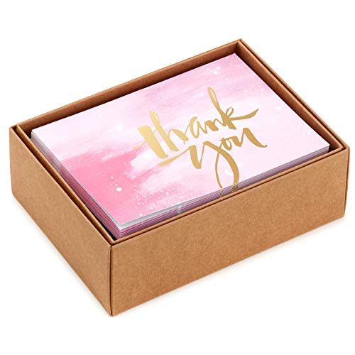 Hallmark Thank You Cards Assortment, Pink and Gold Watercolor (40 Thank You Notes with Envelopes for Wedding, Bridal Shower, Baby Shower, Business, Graduation)