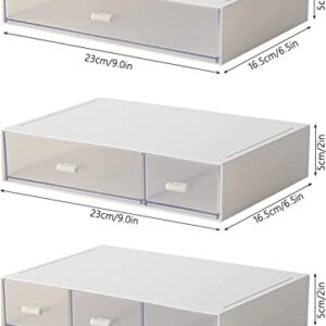 Desk Organizer-3 Tier Stackable Storage Drawers with 6 Compartments White Stackable Drawers Great for Desk Storage, Makeup Storage Bathroom Organization Accessories Etc (White)