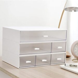 Desk Organizer-3 Tier Stackable Storage Drawers with 6 Compartments White Stackable Drawers Great for Desk Storage, Makeup Storage Bathroom Organization Accessories Etc (White)