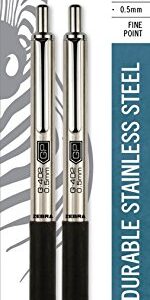 Zebra Pen G-402 Retractable Gel Pen, Stainless Steel Barrel, Fine Point, 0.5mm, Black Ink, 2-Pack