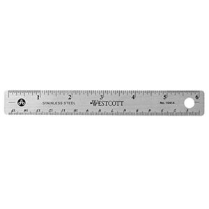 Westcott Stainless Steel Office Ruler with Non Slip Cork Base, 6-Inch (10414)