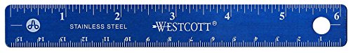 Westcott Stainless Steel Office Ruler with Non Slip Cork Base, 6-Inch (10414)