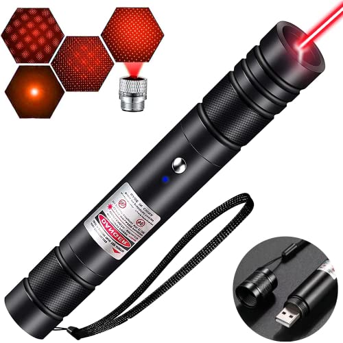 IVVTRYI Red Beam High Power Laser Pointer with USB Charging (Black), 2200 Meters Range for Night Astronomy, Outdoor Camping, Hunting and Hiking