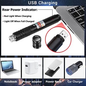 IVVTRYI Red Beam High Power Laser Pointer with USB Charging (Black), 2200 Meters Range for Night Astronomy, Outdoor Camping, Hunting and Hiking