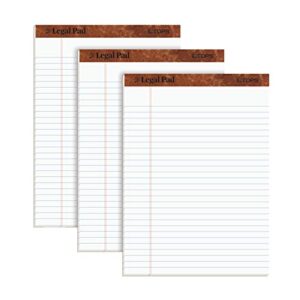 tops the legal pad legal pad, 8-1/2 x 11-3/4 inches, perforated, white, legal/wide rule, 50 sheets per pad, 3 pads per pack (75337)