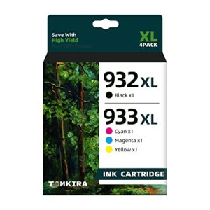 932 xl 933 xl ink cartridges compatible for hp 932xl 933xl ink cartridges combo pack for hp officejet 6100 6600 6700 7110 7510 7610 7612 printer (black, cyan, magenta, yellow-4 packs)