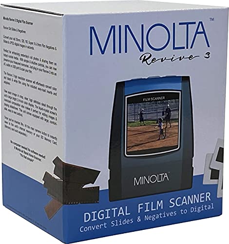 MINOLTA Film & Slide Scanner, Convert Color & B&W 35mm, 126, 110 Negative & Slides, Super 8 Films to 22MP JPEG Digital Photos, 16GB SD Card, Worldwide (Black)