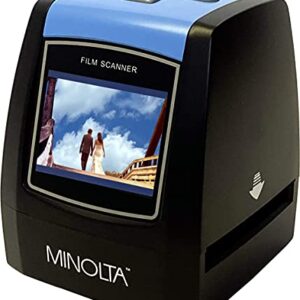 MINOLTA Film & Slide Scanner, Convert Color & B&W 35mm, 126, 110 Negative & Slides, Super 8 Films to 22MP JPEG Digital Photos, 16GB SD Card, Worldwide (Black)