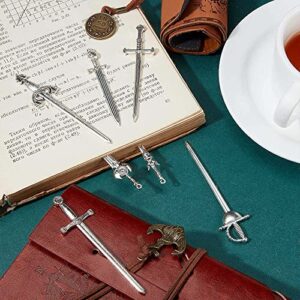 30 Pieces Antique Swords Knife Bookmark Sword Charms Pendants Bookmarks for Book Lovers Presents Reading Crafting DIY (Anti Silver)