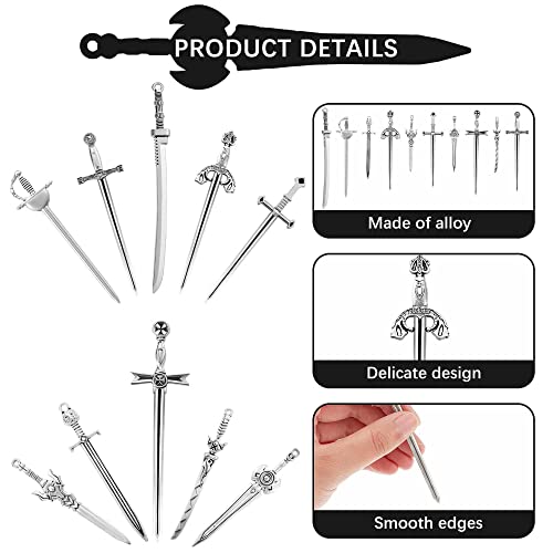 30 Pieces Antique Swords Knife Bookmark Sword Charms Pendants Bookmarks for Book Lovers Presents Reading Crafting DIY (Anti Silver)