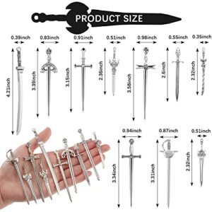 30 Pieces Antique Swords Knife Bookmark Sword Charms Pendants Bookmarks for Book Lovers Presents Reading Crafting DIY (Anti Silver)