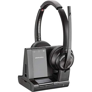 plantronics savi 8200 series w8220-m wireless dect headset system, certified for skype for business