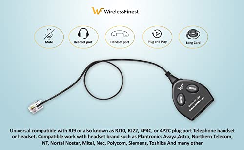 Telephone Training Adapter Y Splitter+Mute Button for Headset for Nortel Meridican, Norstar, Avaya, Ashtra, Mitel, Polycom, Ge and Other IP Phone