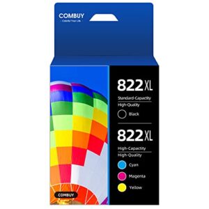 822xl ink cartridges remanufactured replacement for epson 822 822xl t822 t-822 822 xl combo pack for workforce pro wf-4833 wf-3820 wf-4820 wf-4830 wf-4834 printer ink (black, cyan, magenta, yellow)