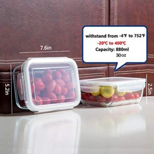 BAYCO 8 Pack Glass Food Storage Containers, Glass Meal Prep Containers, Airtight Glass Storage Containers with Lids - BPA-Free & Leak Proof (8 lids & 8 Containers) 30oz