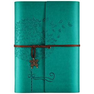 leather journal notebook, refillable travelers journals for women girls, ruled diary writing journal to write in a5 (blue）