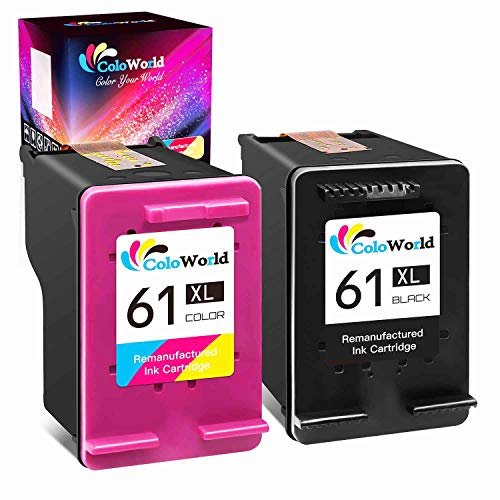 ColoWorld Remanufactured 61XL Replacement for HP 61 Ink Cartridge Combo Pack Fit for OfficeJet 4630 Envy 4500 4502 5530 DeskJet 2512 1512 2542 2540 30001055 3051a 2548 Printer (1 Black, 1 Color)