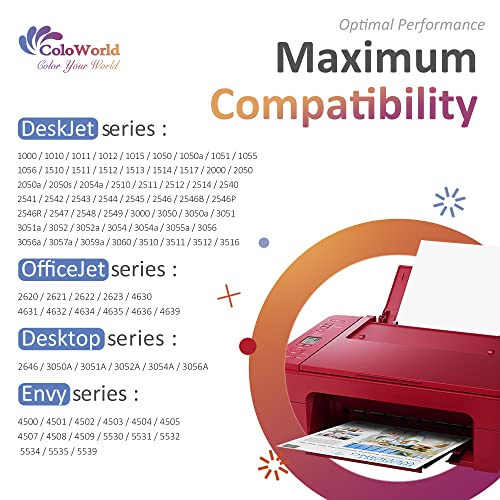 ColoWorld Remanufactured 61XL Replacement for HP 61 Ink Cartridge Combo Pack Fit for OfficeJet 4630 Envy 4500 4502 5530 DeskJet 2512 1512 2542 2540 30001055 3051a 2548 Printer (1 Black, 1 Color)