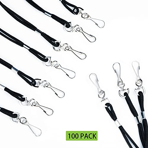 ID Black Lanyards Safety Badge Lanyard 36" with Swivel Hook 100 Pack