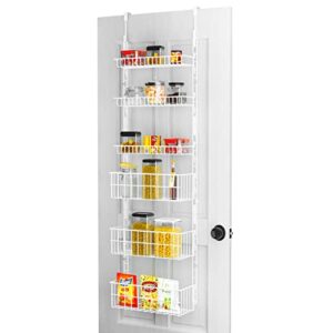 qboid sp over the door pantry organizer – with 6 adjustable shelves – alloy steel metal – hanging – wall mount – storage door organization kitchen spice rack,cans,closet,bathroom-white
