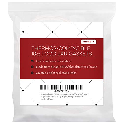 3-Pack of Thermos (TM) Food Jar 10 Ounce FUNtainer (TM) -Compatible Gaskets / O-Rings / Seals by Impresa Products - BPA-/Phthalate-/Latex-Free - Replacement for 10 Ounce Container