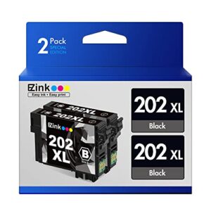 e-z ink (tm) remanufactured ink cartridge replacement for epson 202xl 202 xl t202xl to use with workforce wf-2860 expression home xp-5100 printer new upgraded chips(black,2 pack)