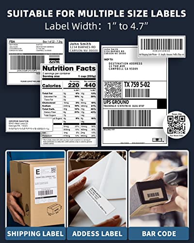 Bluetooth Label Printer with Thermal Label - 2.25" x 1.25", 1000 Sheets/Roll，1 Roll