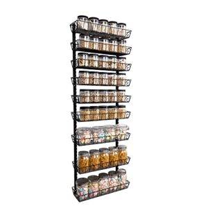 swommoly adjustable wall mount spice rack, 9-tier dual-use (multi-use) organizer, black