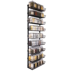 SWOMMOLY Adjustable Wall Mount Spice Rack, 9-Tier Dual-use (Multi-use) Organizer, Black