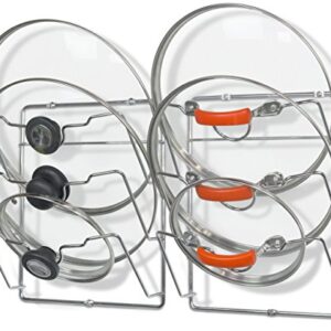 2 Pack - Simple Houseware Cabinet Door/Wall Mount Pot Lid Organizer Rack, Chrome