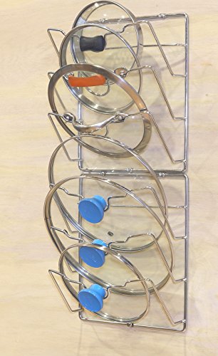 2 Pack - Simple Houseware Cabinet Door/Wall Mount Pot Lid Organizer Rack, Chrome