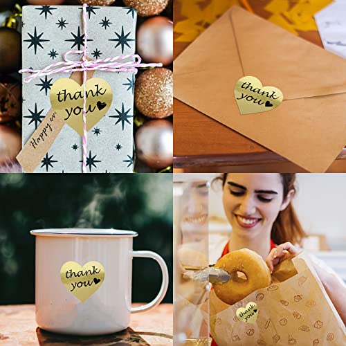 1000PCS Gold Thank You Stickers, 1.5" Thank You Stickers Roll,2Rolls Thank You Labels for Small Business, Packaging Bags,Wedding,Birthday,Christmas, Mother’s Day