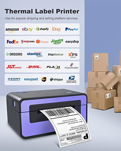 POLONO Shipping Label Printer, 4x6 Thermal Label Printer for Shipping Packages, Commercial Direct Thermal Label Maker, 2" White Circle Direct Thermal Labels (750 Labels