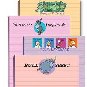 stonehouse collection | funny adult note pad assorted pack | usa made | 4 novelty notepads – funny office supplies (4)