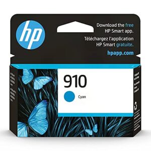 hp 910 cyan ink cartridge | works with hp officejet 8010, 8020 series, hp officejet pro 8020, 8030 series | eligible for instant ink | 3yl58an