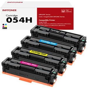 054 054h high yield toner cartridge 4 pack compatible replacement for canon 054 crg 054 crg-054 color imageclass mf642cdw mf644cdw mf641cw lbp622cdw lbp620 laser printer black/cyan/magenta/yellow